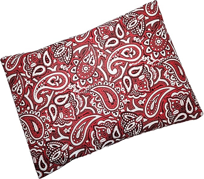 Microwavable Corn Filled Heating Pad and Cold Pack/Washable 100% Cotton Cover (Bandana - Shiny Red, 7.5in W x 11in L)