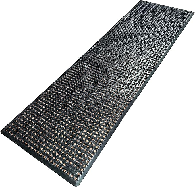 Rhino Mats, B-Series Anti-Fatigue Drain-Thru, Grease Resistant, Non-Slip Drainage Floor Mat for Restaurant, Kitchen, Pool, Car Wash, Lab, Gyms, Workplace, Docks or Anywhere (Black, 3' x 10' x 3/4")