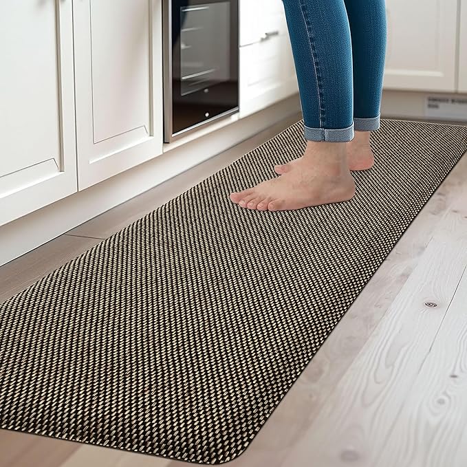 Kitchen Mats for Floor Cushioned Anti-Fatigue Kitchen Floor Mat Non Slip Kitchen Rugs for Floor Absorbent Memory Foam Comfort Standing Mat for Front of Sink, Office, Laundry(Black, 17.3"x47")