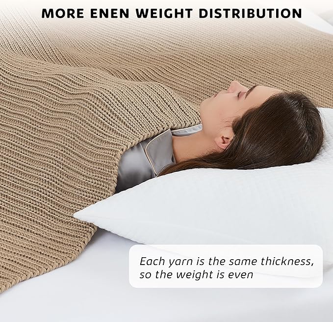 L'AGRATY Knitted Weighted Blanket - 60"x80" 20lbs Cooling Chunky Knit Heavy Blanket for Adults Braided Crochet Throw Thick Cable Yarn Knit Decorative No Beads Evenly Weighted Machine Washable