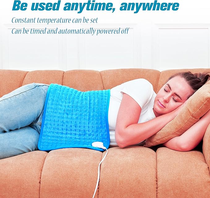 Heating Pad for Neck and Shoulders and Back,Auto Shut Off&Dry&Moist Heat,Heating Pad for Period Cramps,Gifts for Women, Men, Family, Friends(Blue Classic, 12 * 24in)