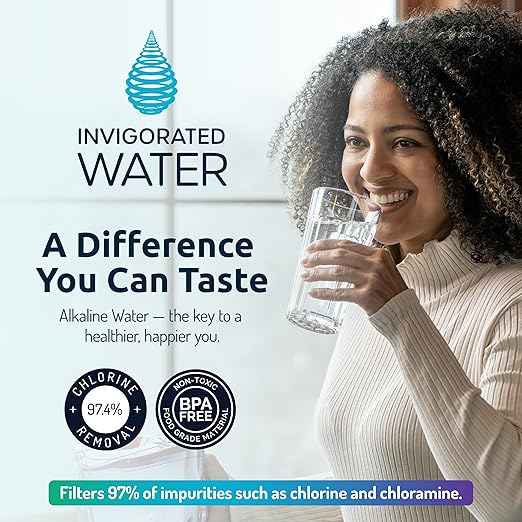 Invigorated Water pH Restore Glass Alkaline Water Pitcher - Long Lasting Water Filter Pitcher with Multi-Stage Filtration System - Glass Water Jug for High pH, Pure Drinking Water - 3.5 L / 118 Oz