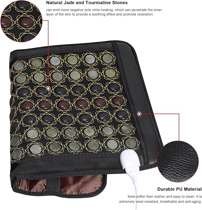 Jade Heating Pad, Infrared Heating Pad, Far Infrared Heating Pads with Travel Bag and Chair Strap, Smart Controller with Memory Function, Auto Shut Off, 23.5 x 16 inches