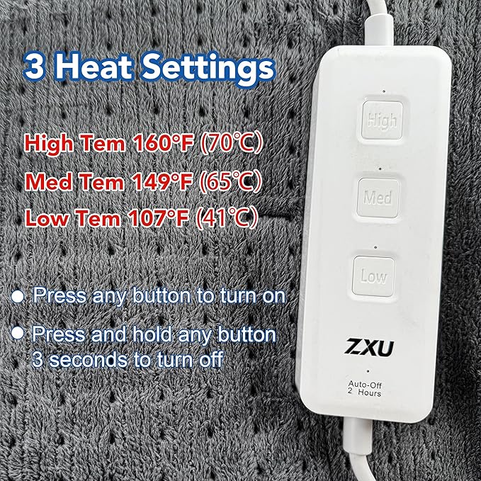 Heating Pad for Back Pain and Cramps Relief，19"x24" Large Electric Heated Pad for Shoulder,Neck,Moist Heat,2 Hours Auto-Off Hot Heated Lap Pad，Machine Washable