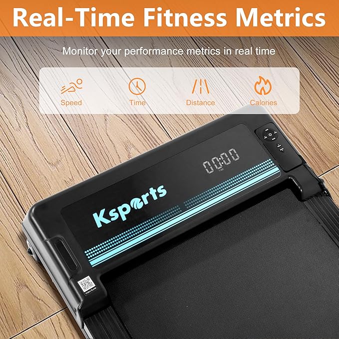 Ksports Walking Pad & Folding Treadmill – 2.5HP, Sit-Ups Mat, Bluetooth App, Portable Wheels | Incline, Desk, Dual Displays, 308 lbs & 265lbs Capacity