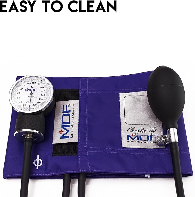 MDF Instruments, Calibra Aneroid Premium Professional Sphygmomanometer, Blood Pressure Monitor with Adult Cuff & Carrying Case, Lifetime Calibration, White Dial, Purple Cuff, MDF808M08 (Pack of 2)