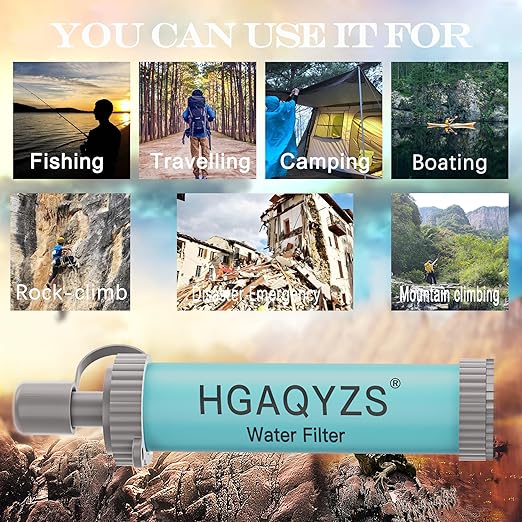 4 Packs of Water Filter Straws, Portable Personal Water Filtration System, Ultrafiltration Water Purifier, Emergency Preparedness for Camping, Hiking, Drinking, Travel, Hunting, and Family Outings