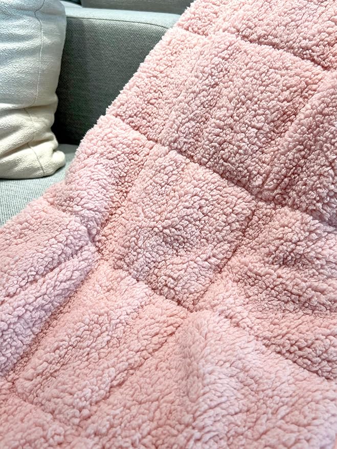 Sherpa Weighted Blanket for All Season,Both Sides Pink 7Lbs, 40 x 60 inches, Reversible Velvet Soft Plush Better Sleep Weighted Blanket for Adult