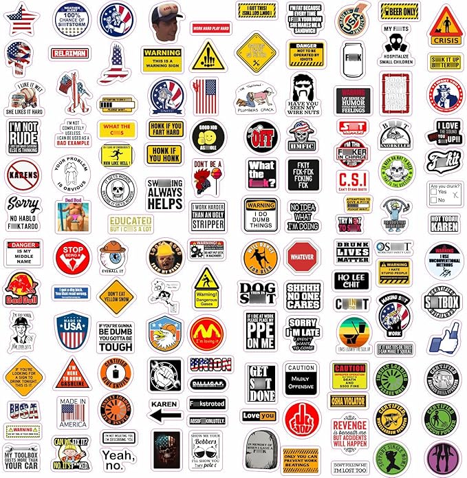 BulbaCraft Funny Hard Hat Stickers for Men - Hardhat Stickers, Tool Box Decals, Toolbox Accessories - Construction, Mechanic Helmet Decals for Adults, Gifts for Women & Men