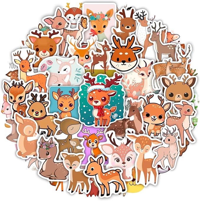 BulbaCraft 100Pcs Deer Stickers and Decals - Woodland, Gold, Whitetail, White Deer Stickers for Water Bottles & Laptops, Gifts for Women & Men