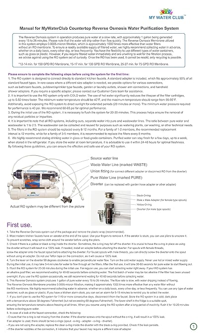 Mineral 5-Stage Countertop MyWaterClub Reverse Osmosis Water Purification System, 100 GPD Membrane, with Post re-Mineralization Filter. Dual Connection: Faucet and Garden/Laundry Hose Adapter