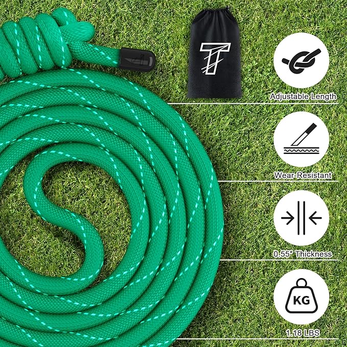 Flow Rope Exercise Jump Rope For Fitness, Working Out, Flow with 9 Ft Adjustable Double Woven Workout Rope For Men, Women, Beginners' Training – Indoor & Outdoor Cardio