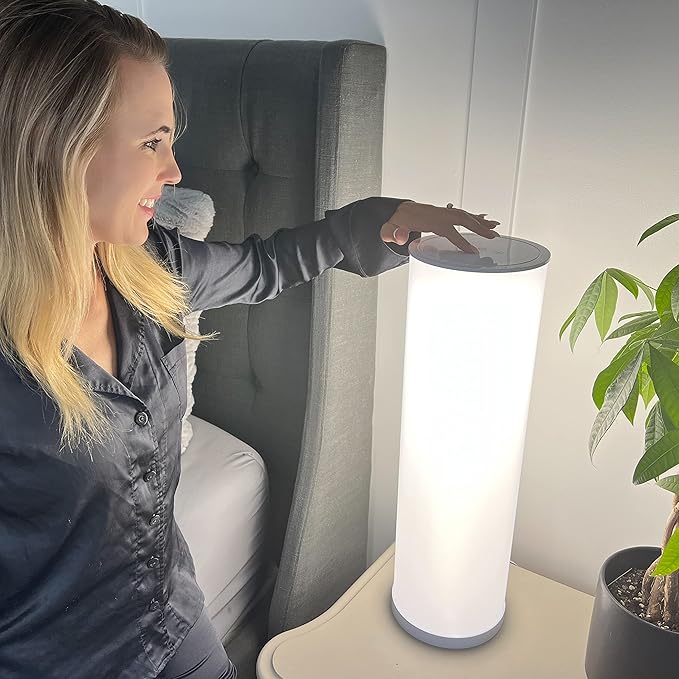 Light Therapy Lamp, 24in 10,000 LUX - LED Mood and Sunlight Lamp with 360 Degree Light Therapy to Fight Low Energy and Sunlight Deprivation for Home and Office Use, White