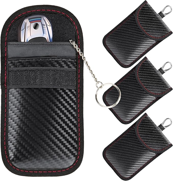4 Pcs Faraday Bag for Car Keys, RFID Signal Blocking Pouch, Anti-Theft Key Fob Protector, Cell Phone Signal Blocker Case, Car Key Fob Cage (Small)