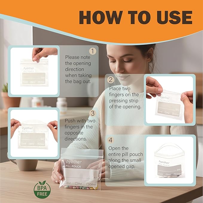 Pill Bags for Travel Pill Pouches 3 x 2.75 inch Pack of 130 Travel Pill Organizer for Medicine with Write on Label Clear Ziplock Seal Waterproof BPA Free