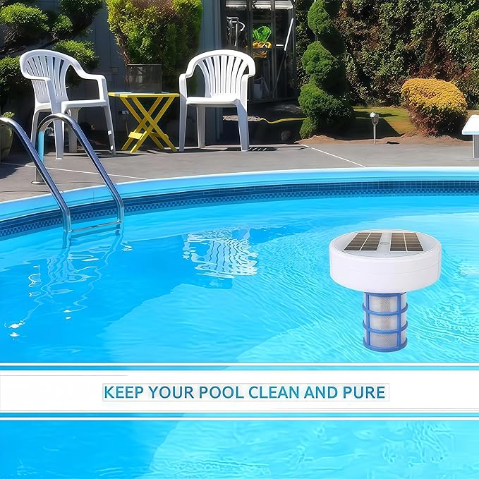 Solar Pool Ionizer, Copper Pool Ionizer Floater Auto Switching of Multi-Colored LED Night Light, Floating Pool Cleaner