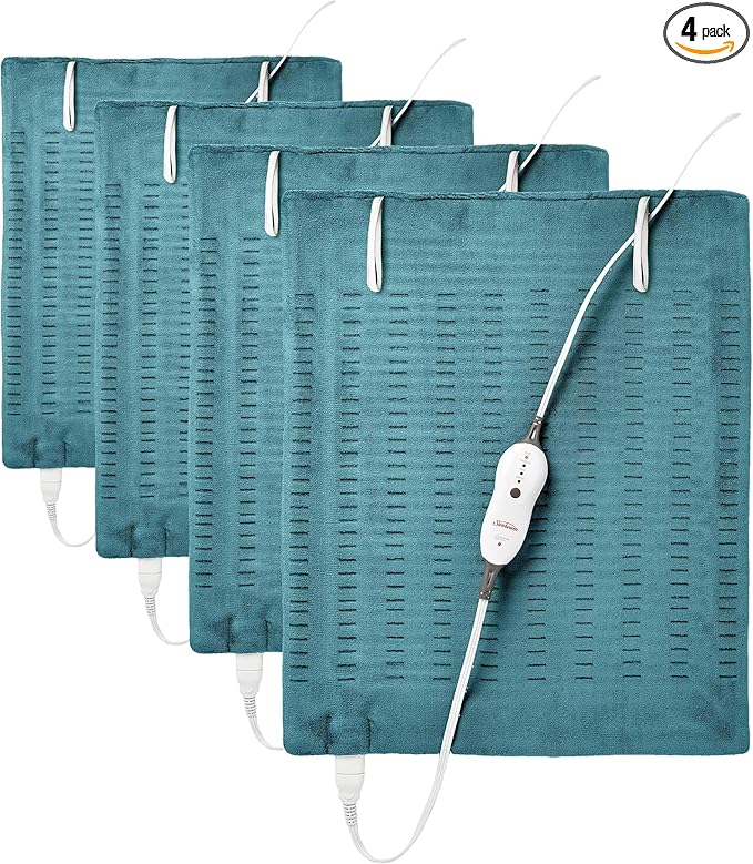 Sunbeam XXL Heating Pad,20"x 24",for Back,Neck,Shoulder,and Period Cramp Pain Relief,4 Heat Settings,Auto Shut-Off,Machine-Washable,Gifts for Mom & Wife,Dark Teal,(Pack of 4)