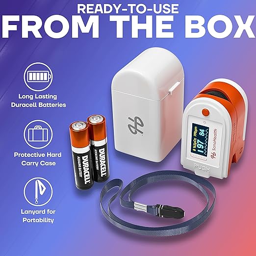 Pulse Oximeter by SonoHealth - Fingertip Blood Oxygen Saturation Monitor, Data Recording, Bluetooth-Enabled - Lifetime Mobile App Access (Pulse Oxi V 1.0)