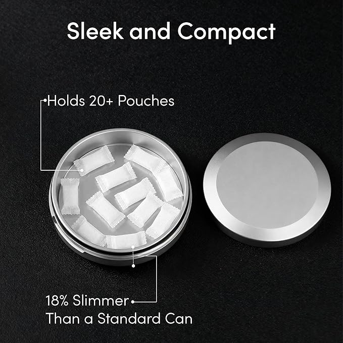 Aluminum Pouch Can – Slim Metal Snus Container for Pouches | Core Series | Silver