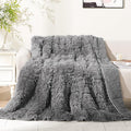 Cottonblue Faux Fur Weighted Blanket 15lbs, Soft Fuzzy Luxurious Fluffy Heavy Blanket, Plush Sherpa Dual Side Cozy Warm Throw Blanket for Bed Couch Sleeping, Grey, 48x72 inches