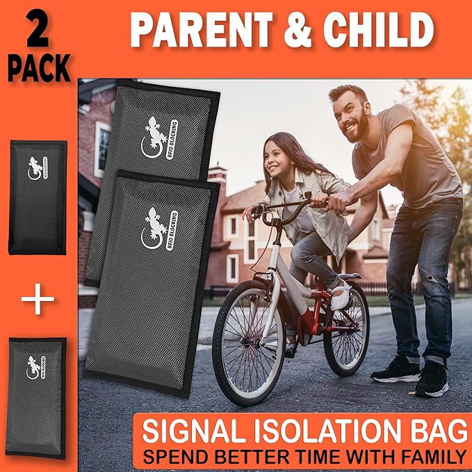 Faraday Bag Anti-Tracking GPS RFID Car Key Signal Blocker Wallet Shielding Pouch Protective Case for Cell Phone Car Key FOB, Data Privacy, Electronic Device Security (2 Pack - Black and Gray)