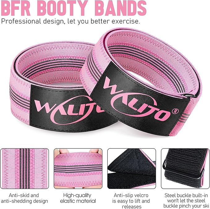 Booty Bands for Women Glutes - BFR Blood Flow Restriction Bands with Weekly Plan for Legs, Butt & Hip Building, Occlusion Bands for Workouts, Fabric Bands for Squat Butt & Thigh