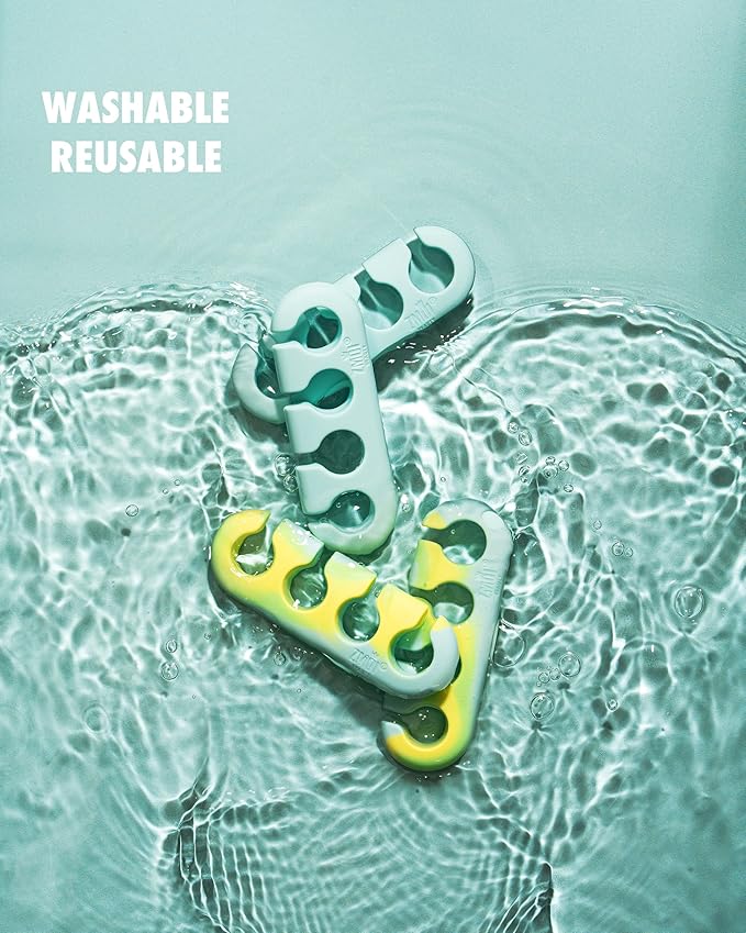 Gel Toe Separators for Women & Men - 4 Pieces Soft Silicone Pedicure Toe Spacers for Separating Toenails - Toe Polish Separators, Yoga, Relaxing, Nail Art and more - (Teal & Yellow Ombre)