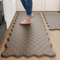 Upgrade Scalloped Embossed Kitchen Mats for Floor 2PCS Cushioned Anti Fatigue Waterproof Foam Kitchen Rugs Non Slip Washable Comfort Standing Mat for Sink Laundry, 17.3"x30"+17.3"x59", Brown