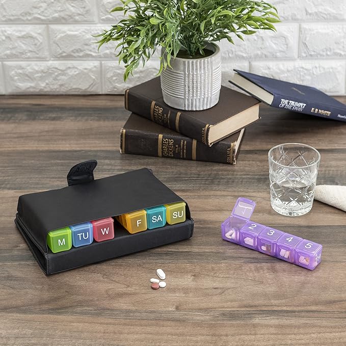 e-Pill 5 Times a Day x 7 Day Large Weekly Pill Organizer, Vitamin and Medicine Pill Box - with Discreet Case and Pill Reminder