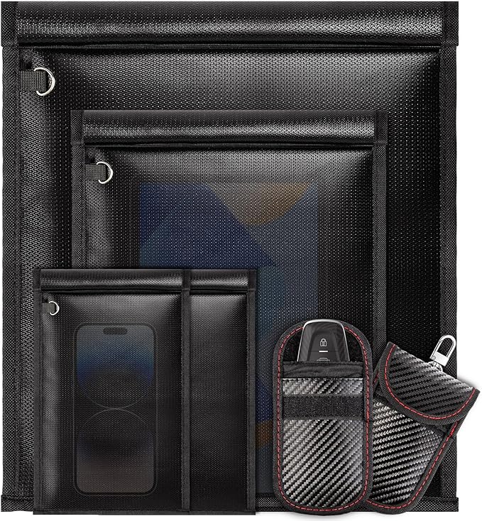 6pack Faraday Bags, Large Faraday Cage, Anti-Tracking Faraday EMP Bag for Laptops & Tablets & Phones & Car Keys, Fireproof & Waterproof RFID Signal Blocker Bag