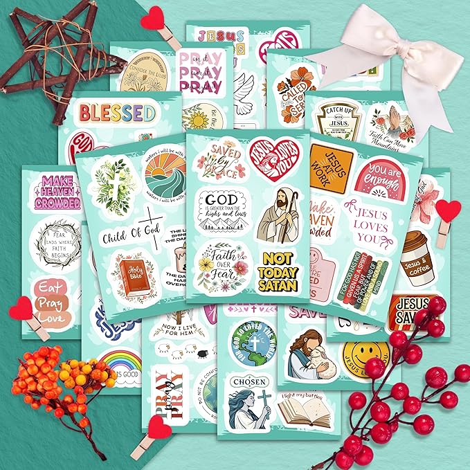 100Pcs Christian Stickers for Water Bottle, Laptop - Religious, Jesus Stickers - Christian Gifts, Party Supplies & Decorations - Gift for Women & Men