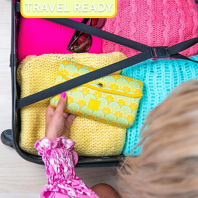 Made Easy Kit Pill Case Large 7-Day / 28 Compartments in Neoprene Carrier with Storage Pill Box in Daily in Morn, NOON, EVE, Bed a Weekly Vitamin, Medicine, Capsule Organization (Lemon & Lime)
