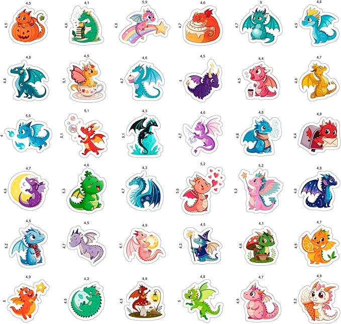 100Pcs Cute Dragon Stickers Waterproof, Funny for Laptop - Dragon Party Supplies - Gift for Women & Men
