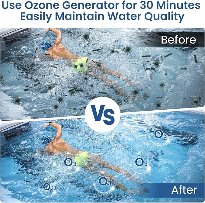 2000mg/h Ozone Generator Cold Plunge with Timer, Ozone Generator Water Keep Cold Plunge, Ice Bath, Spa, Hot Tub, Pool Clean and Fresh for Long Time