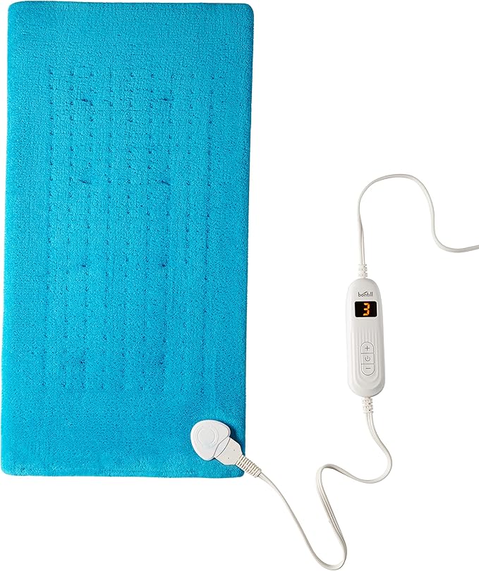 Electric Heating Pad for Cramps, Back, Abdomen, Shoulder, Neck Pain Relief - Soft Heat Pad for Moist and Dry Heat Therapy - LCD Controller with 10 Fast-Heating Settings, Auto Shut Off, XL 12 X 24