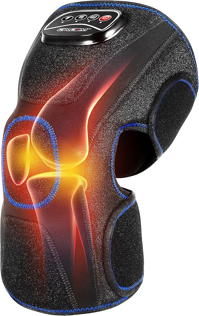 CINCOM Knee Massager with Heat, Air Compression Leg Knee Brace Wrap for Arthritis and Pain Relief Knee Eletric Heating Pad for Swelling, Injury and Joint Recovery for Mothers Dad (Single Unit)