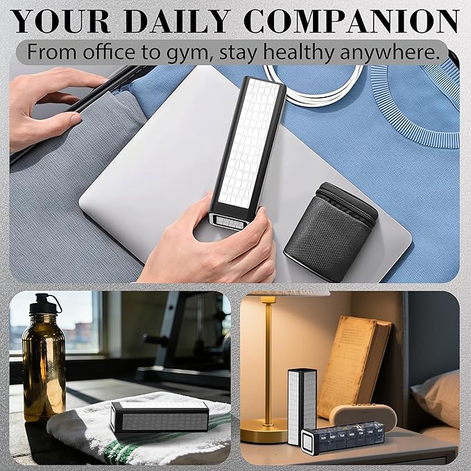 Weekly Pill Organizer 7 Day, Discreet Leather Pill Case for Purse or Pocket, Easy Slide-Out Daily Medication Planner, 1 Time a Day Travel Vitamin and Supplement Holder (White)