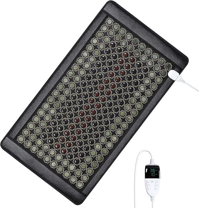 Far Infrared Heating Pad for Back, Infrared Heating Pad, Smart Controller with Memory Function, 184pcs Natural Jade and Tourmaline, Auto Shut Off, 39 x 21.5 inches