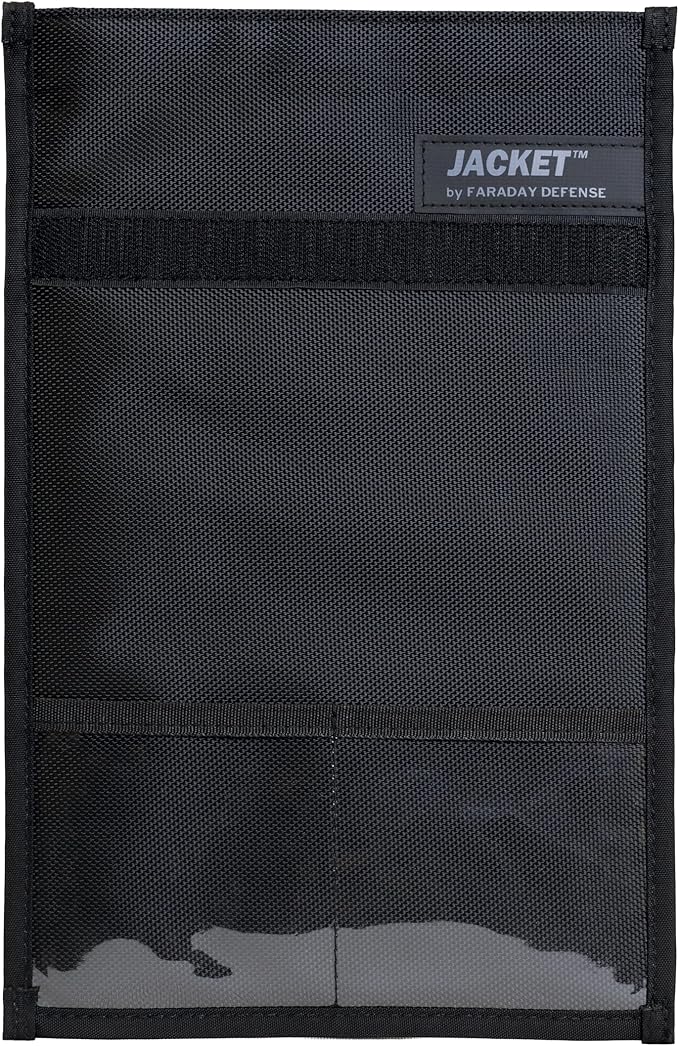 Faraday Defense Bag Jacket for Phones, Tablets, & Laptops | Device Shielding - Law Enforcement & Military, Data Security, Privacy, Anti-Tracking Anti-Hacking (Tablet) Black