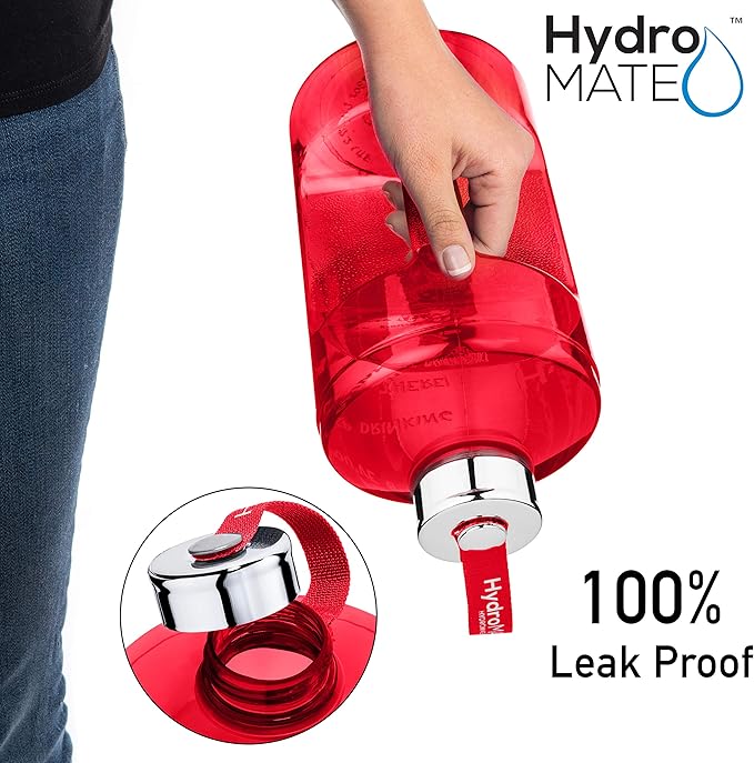 NatureWorks HydroMATE 1 Gallon Motivational Water Bottle with Times to Drink for the Day BPA Free Reusable Big Water Bottle with Handle 1 Gallon Water Bottles with Time Marker 128 oz