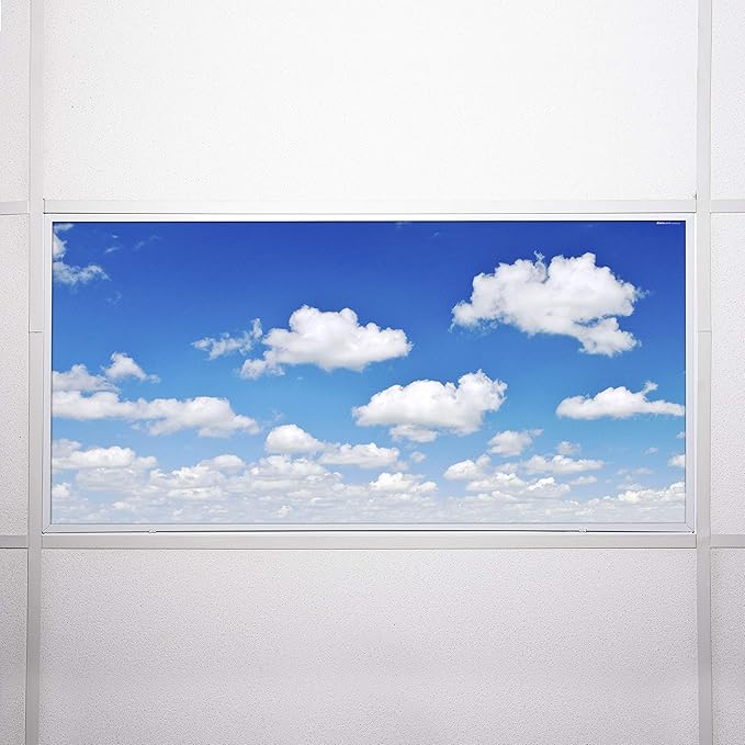OCTO LIGHTS Fluorescent Light Covers Cloud Sky Panel for Ceiling Lights, Light Covers for Ceiling Lights Classroom 2x4 (22.38"x46.5") Backlit Film Insert for Fluorescent Light Fixtures (Pack of 1)