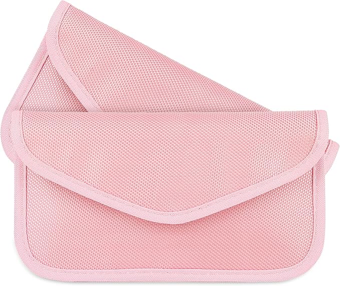 Faraday Key Fob Protector (2 Pack), Premium Faraday Bag/Pouch, Car Key Signal Blocker, Signal Blocking Bag for Cell Phone Privacy P (Pink)