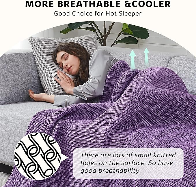 L'AGRATY Knitted Weighted Blanket - 60"x80" 20lbs Cooling Chunky Knit Heavy Blanket for Adults Braided Crochet Throw Thick Cable Yarn Knit Decorative No Beads Evenly Weighted Machine Washable