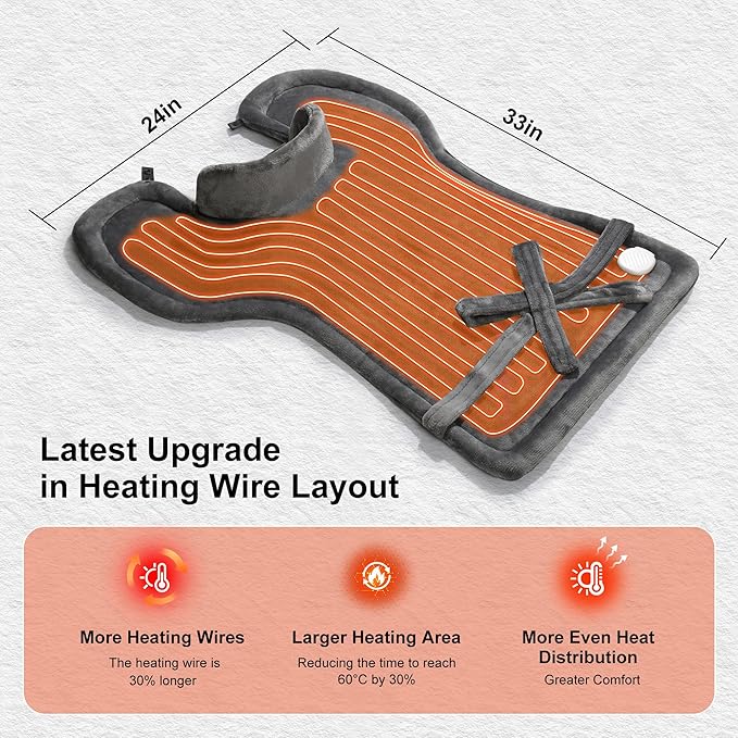 Heating Pad for Neck Shoulder and Back, Valentines Day Gifts for Her Him, Birthday Gift for Women Men Mom, Deeper Pain Relief,Large Weighted Heat Pad, ETL Certified, Gray