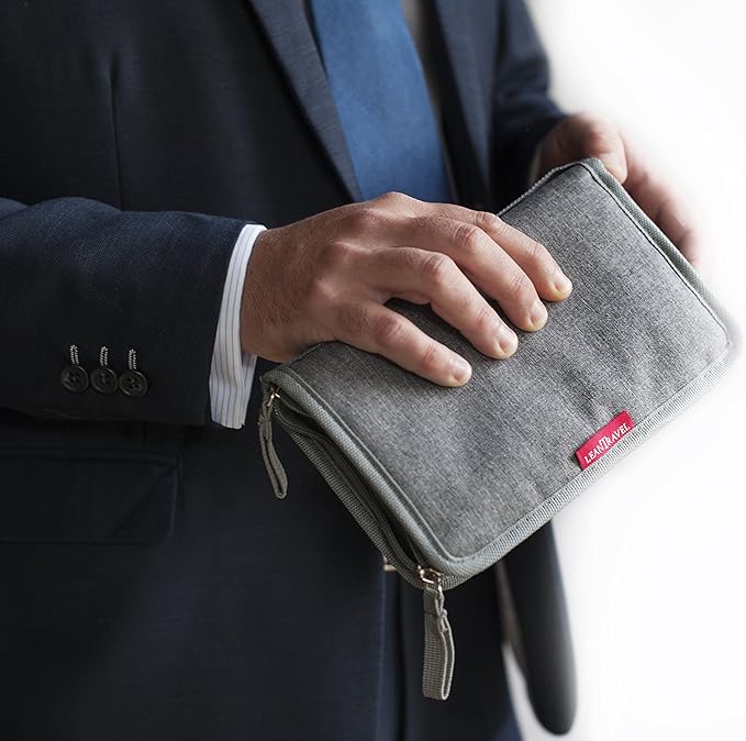 Leantravel Pill Case Organizer for Travel with Passport Wallet, Color Grey, Size Small for 7 Day Travel