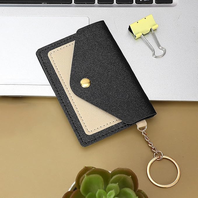 1 Pack Birth Control Pill Case Sleeve Packet 4.3 X 3 Inch PU Leather Wallet Pill Holder Privacy Protection Birth Control Pill Wallet with Key Ring for Pill Card Organizer(Black)