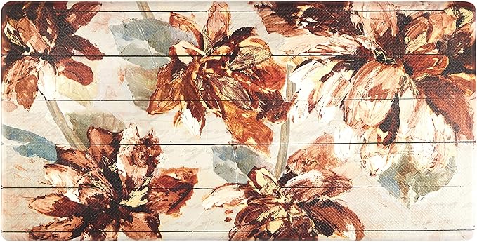 J&V TEXTILES Anti Fatigue Kitchen Mat for Floor, Embossed Themed Cushioned Kitchen Runner Rug Mat, Non Slip, Easy Wipe Clean, 1/2 Inch Thick (20x39 inches, Floral)