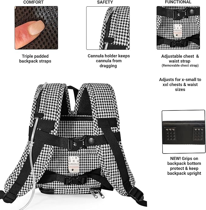 O2TOTES Premium Backpack – Fits Inogen One G5 & Inogen Rove 6, Lightweight with Padded Straps & Zippered Bottom