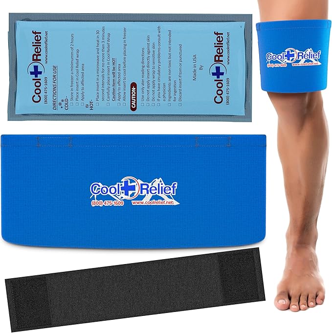 Pain Relief Ice Pack with Compression Strap for Hot & Cold Therapy - Long Lasting Reusable Gel Pack for Injuries | Use as Heat Wrap or Cold Pack for Wrist, Hand, Neck, Ankle, and Calves (6" X 12")
