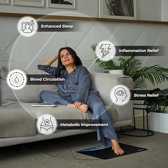 Grounding Mat for Daily Comfort & Balance - Grounding Mat for Feet, Desk, Bed & Floor - Durable, Eco-Friendly Material - 24x16 inches Earthing Mat Includes 15ft Grounding Cord